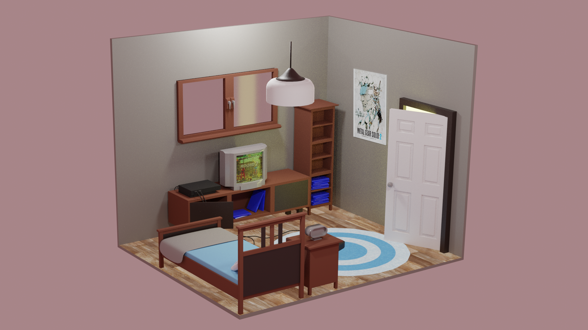 Isometric Bedroom Scene preview image 1